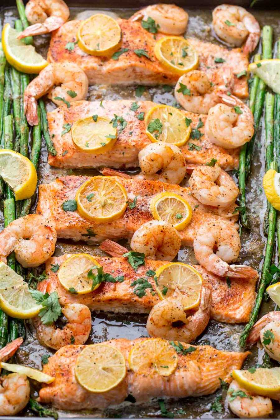 1. Garlic Butter Baked Salmon and Shrimp