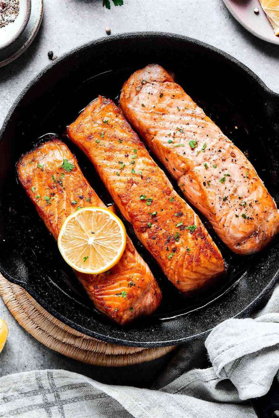 How to prepare the salmon for cooking in a cast iron skillet
